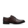 Rieker Laced Plain Toe Shoe - Dark Brown Leather